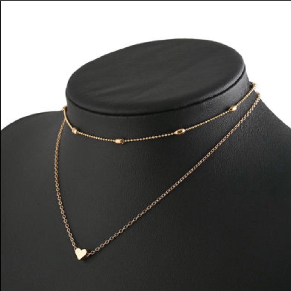 Double Layer Heart Necklace - Picture 3 of 6